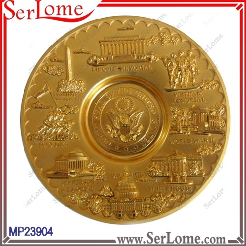 PL23904 Round Gold Plated Souvenir Plate