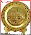 Golt Plated Metal Souvenir Plate With Stand